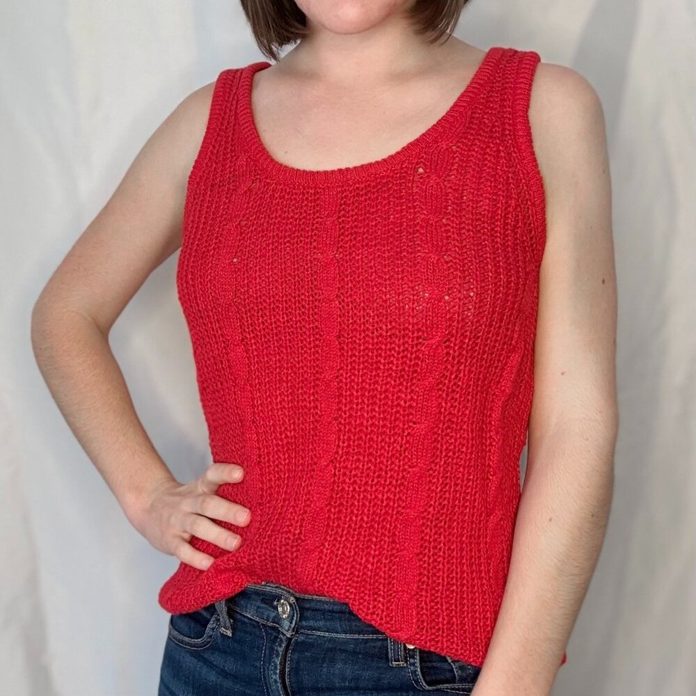 Vintage Red Cable Knit Tank Top